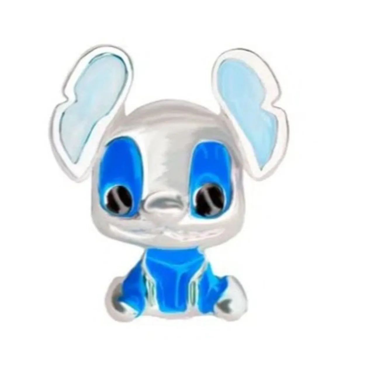 BERLOQUE BANHADO A PRATA STITCH - AZUL