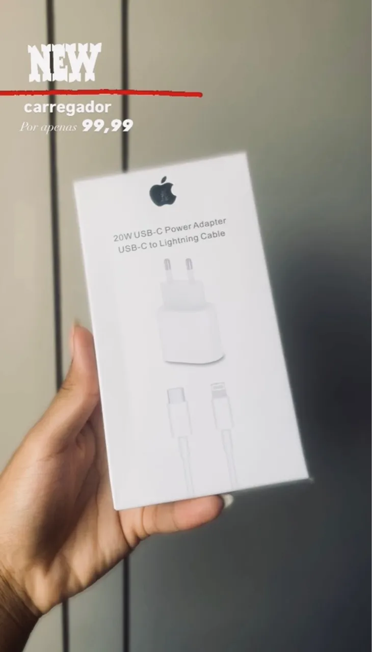 Carregador Apple USB-C 20W com Cabo Lightning - Novo
