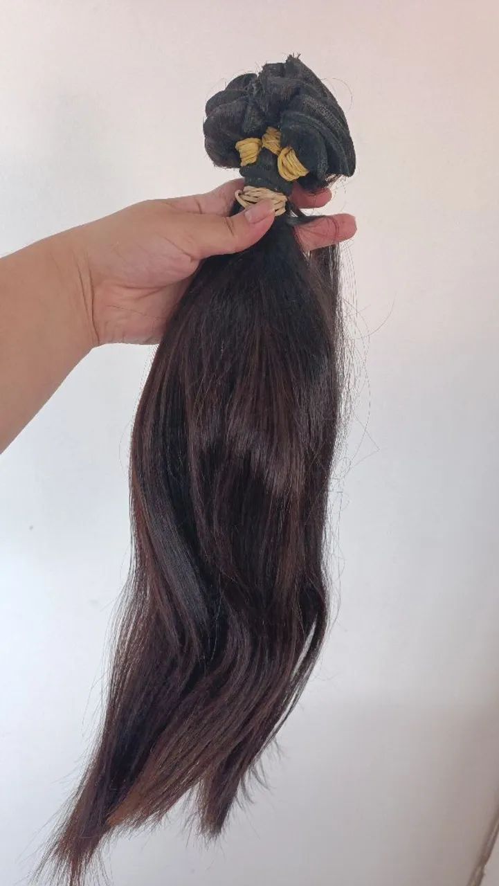 Cabelo brasileiro do sul castanho médio 50cm