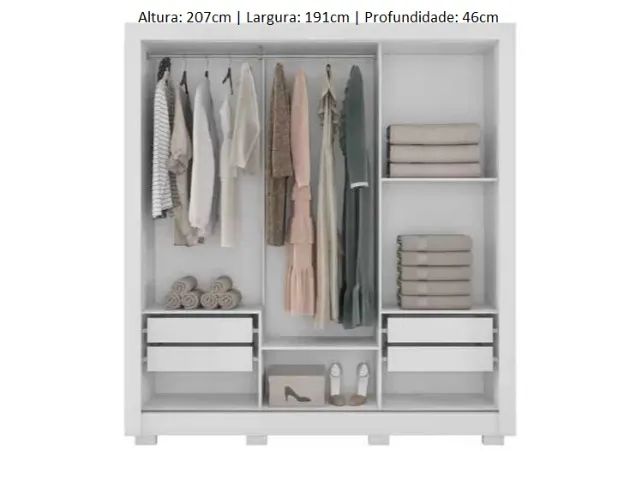 Guarda Roupa 3 Portas 4 Gavetas Espelho Novo Varios Modelos - Foto 2