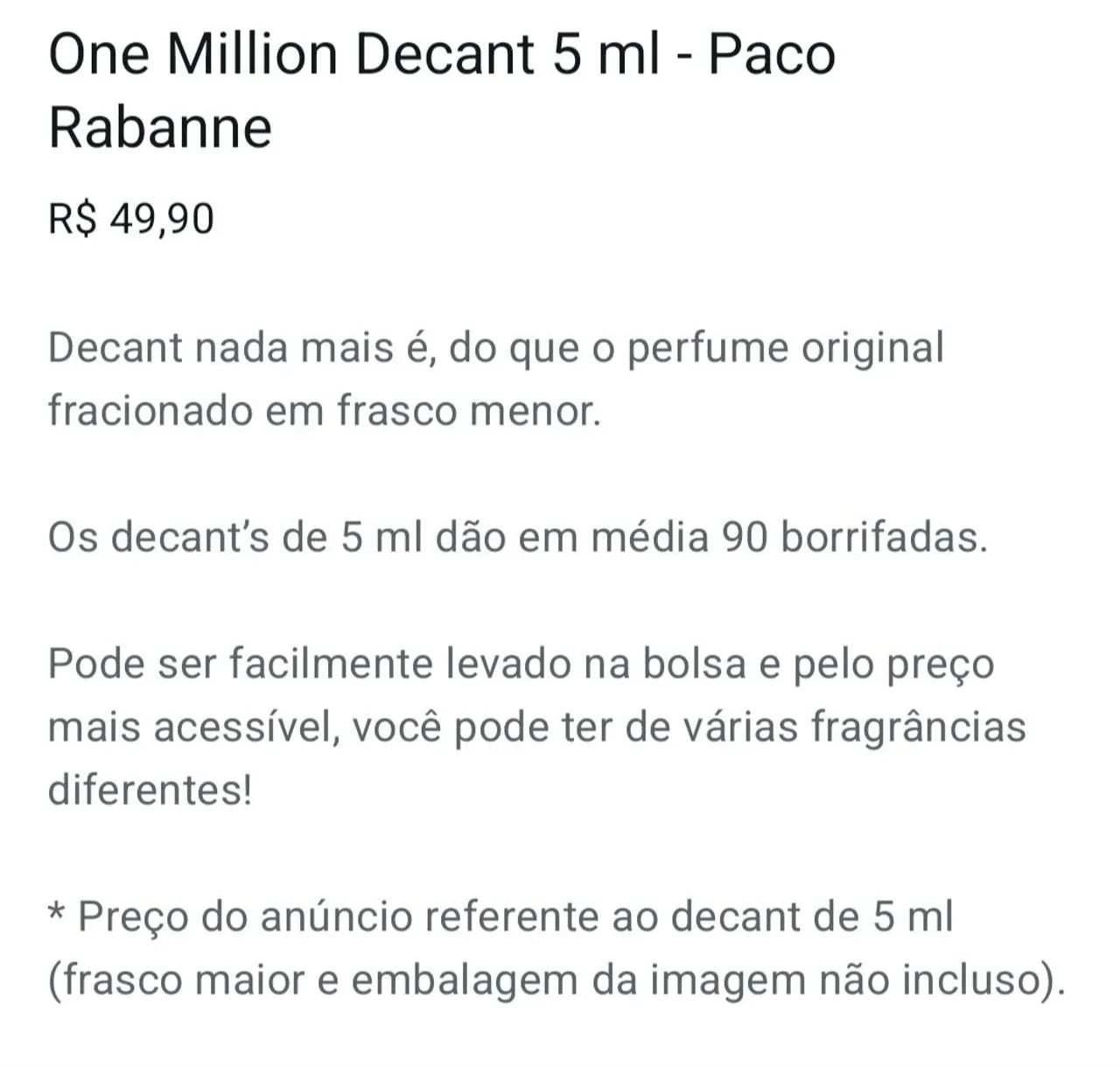 Decant de Perfume 5 ml One Milion Original - Foto 2