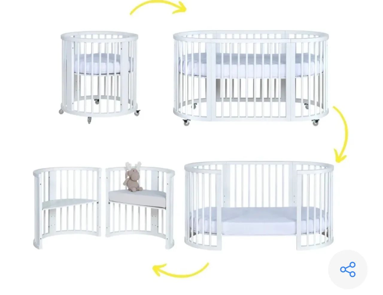 Berço sleep crescer oval madeira maciça 4 em 1 - Foto 4