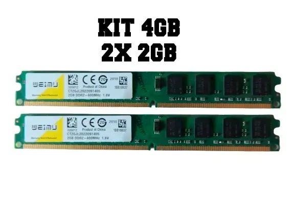 Kit 2 memorias para pc Ddr2 2gb 800mhz
