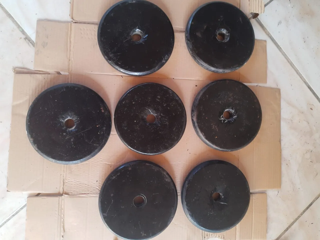 35 kg de anilhas bitola estreita 7 peças