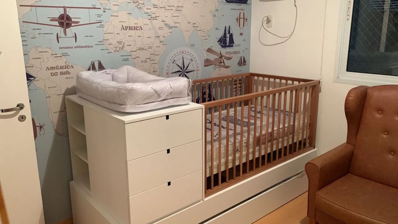 Berço - Multifuncional Com cômoda e Cama Auxiliar - Encanto