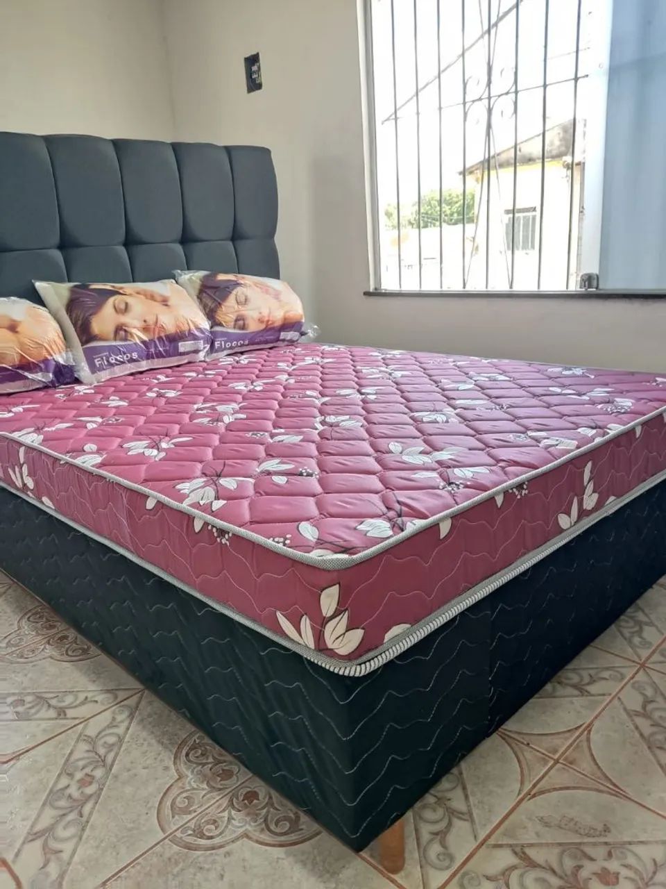 Cama Box Casal com Cabeceira e Colchão Floral - Foto 5