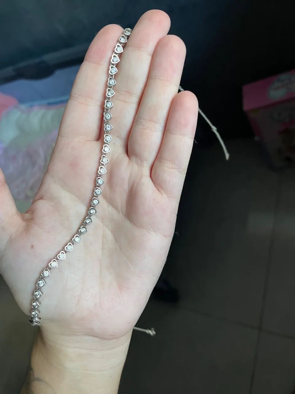 Colar riviera com corações cravejados prata 925 - Foto 2