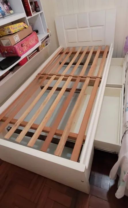  Bicama de solteiro com duas gavetas