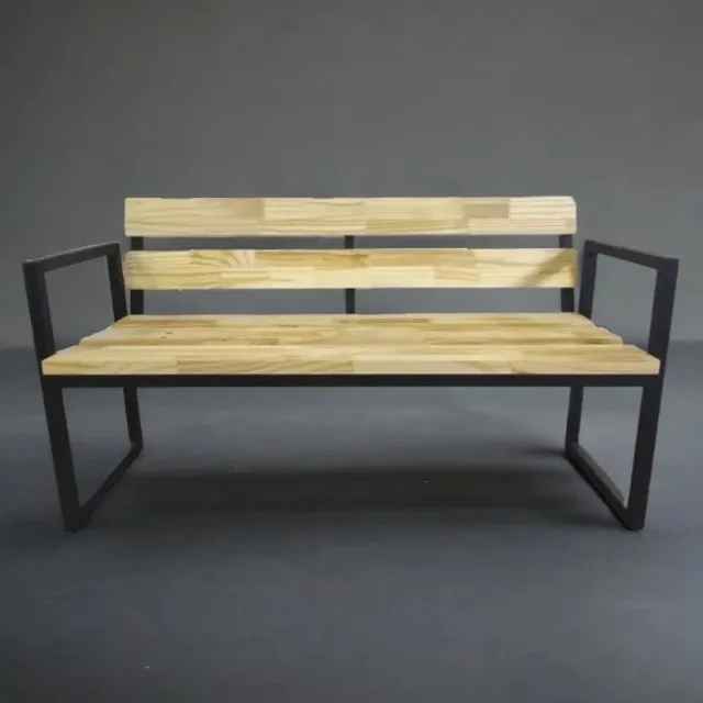 Banco Ripado Com Braços Asti 130x50x75alt - Pinus 30mm
