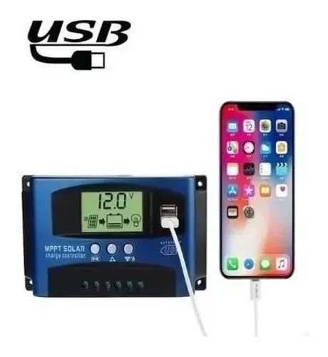 Controlador De Carga Mppt 60a Usb 12V 24V para Painel Solar - Foto 4