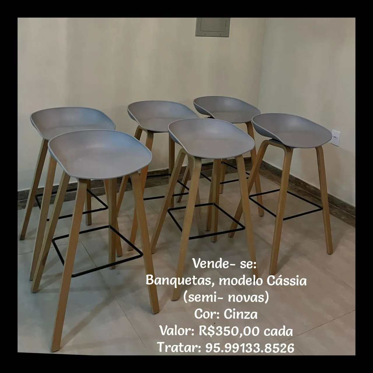 Banquetas Modelo Cássia Cinza - Semi Novas