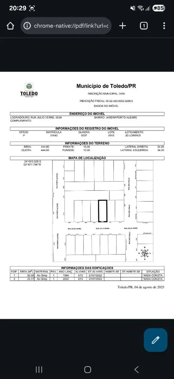 Terreno No Jardim Porto Alegre com casa de brinde - Foto 2