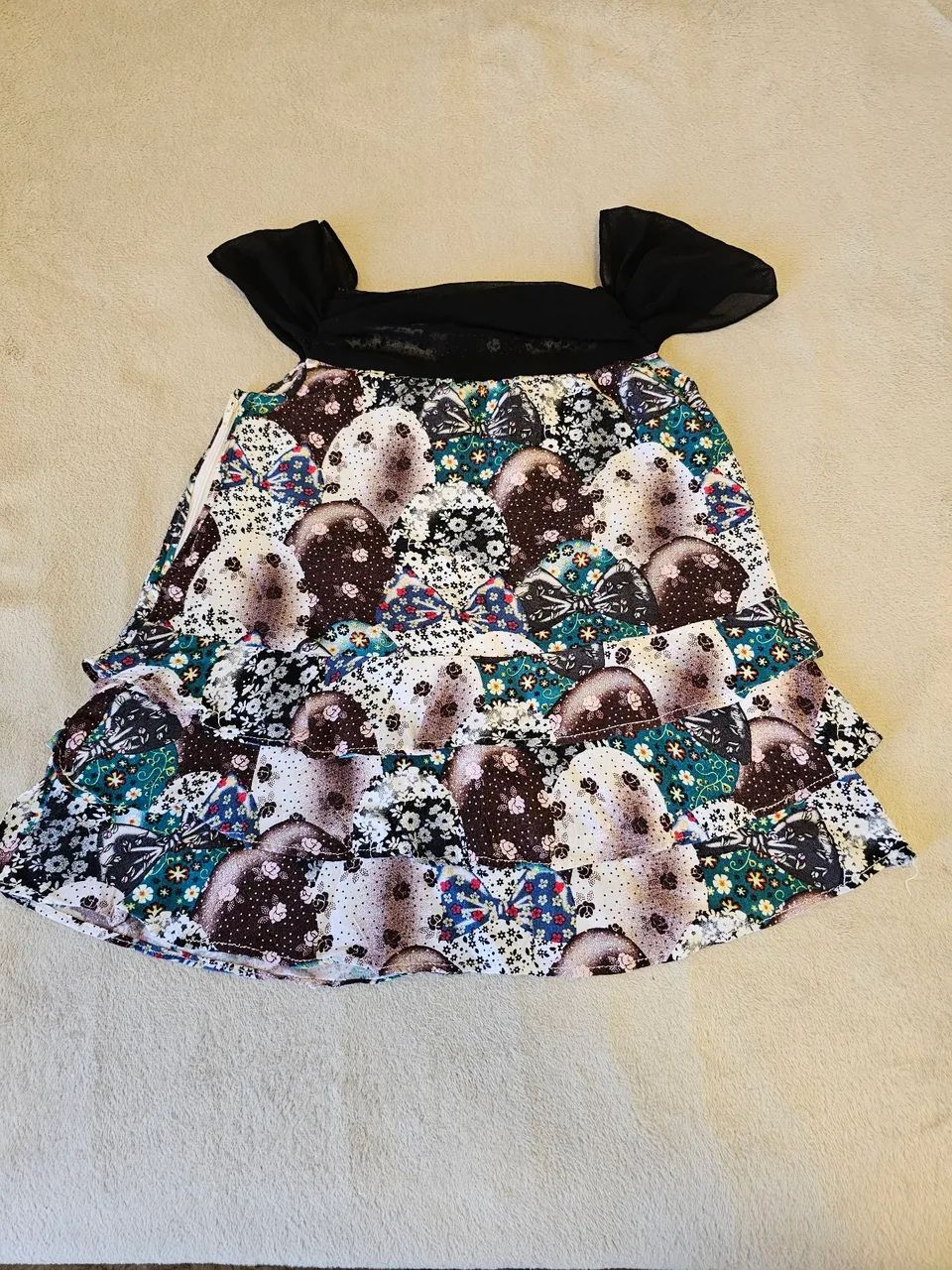Vestido Infantil Estampado Floral e Laços