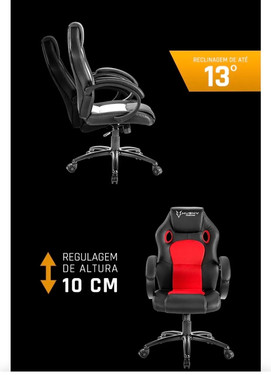 Cadeira Gamer Husky Preto e Branco - Foto 6