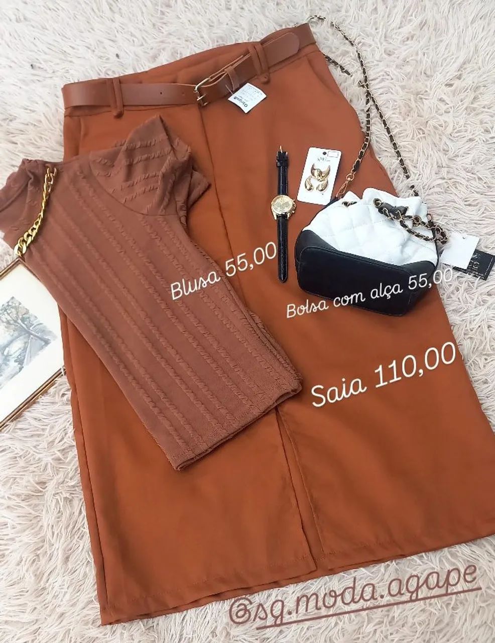 Conjunto Saia e Blusa Listrada - Moda Feminina - Foto 2