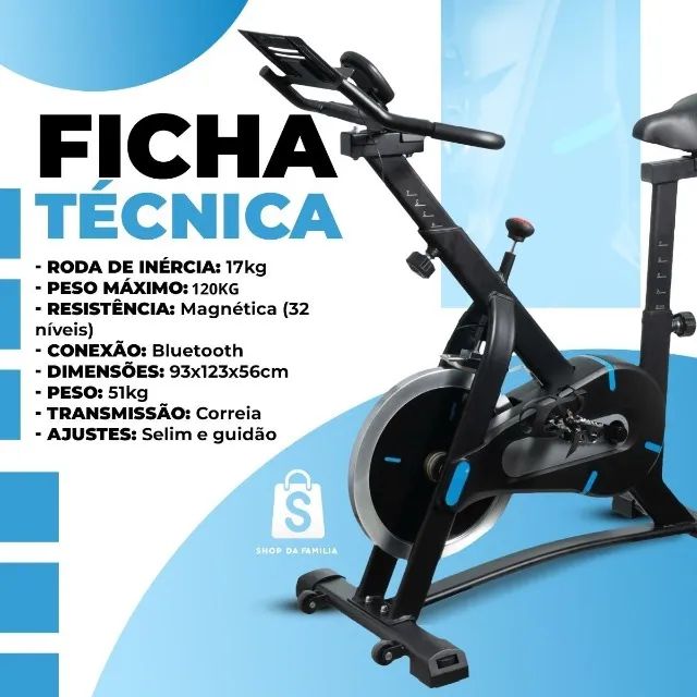 Bicicleta Ergométrica Fitness 13kg Inércia Para Cardio E Musculação Com Base Cor Preto E A - Foto 4