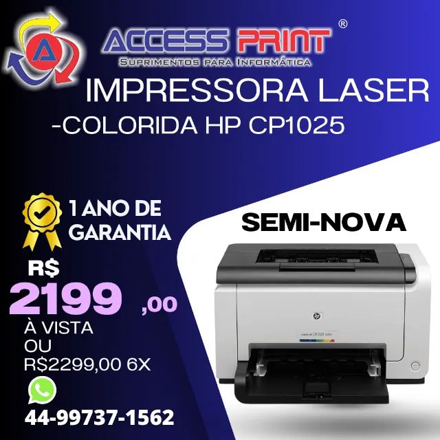 Impressora hp laser colorida cp1025 1 ano de garantia 