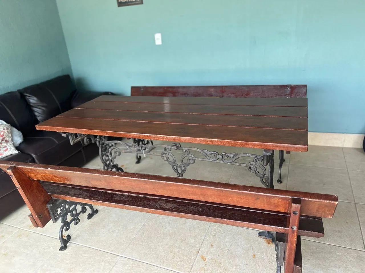 Mesa em madeira com pés de ferro - Foto 4
