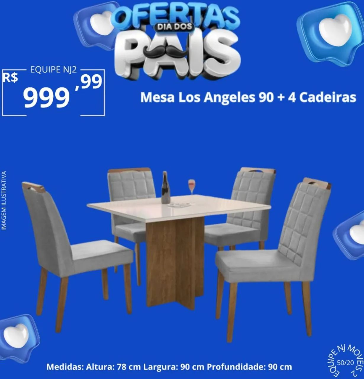 Mesa Los Angeles 90 + 4 Cadeiras