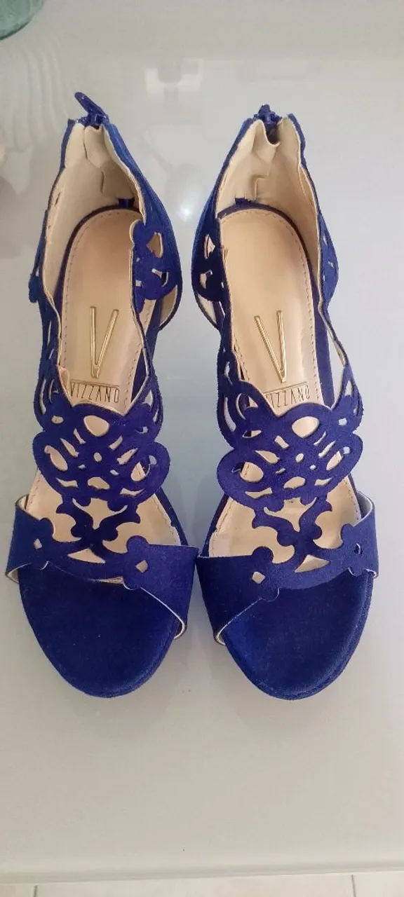 Sandália azul Royal com zíper no calcanhar