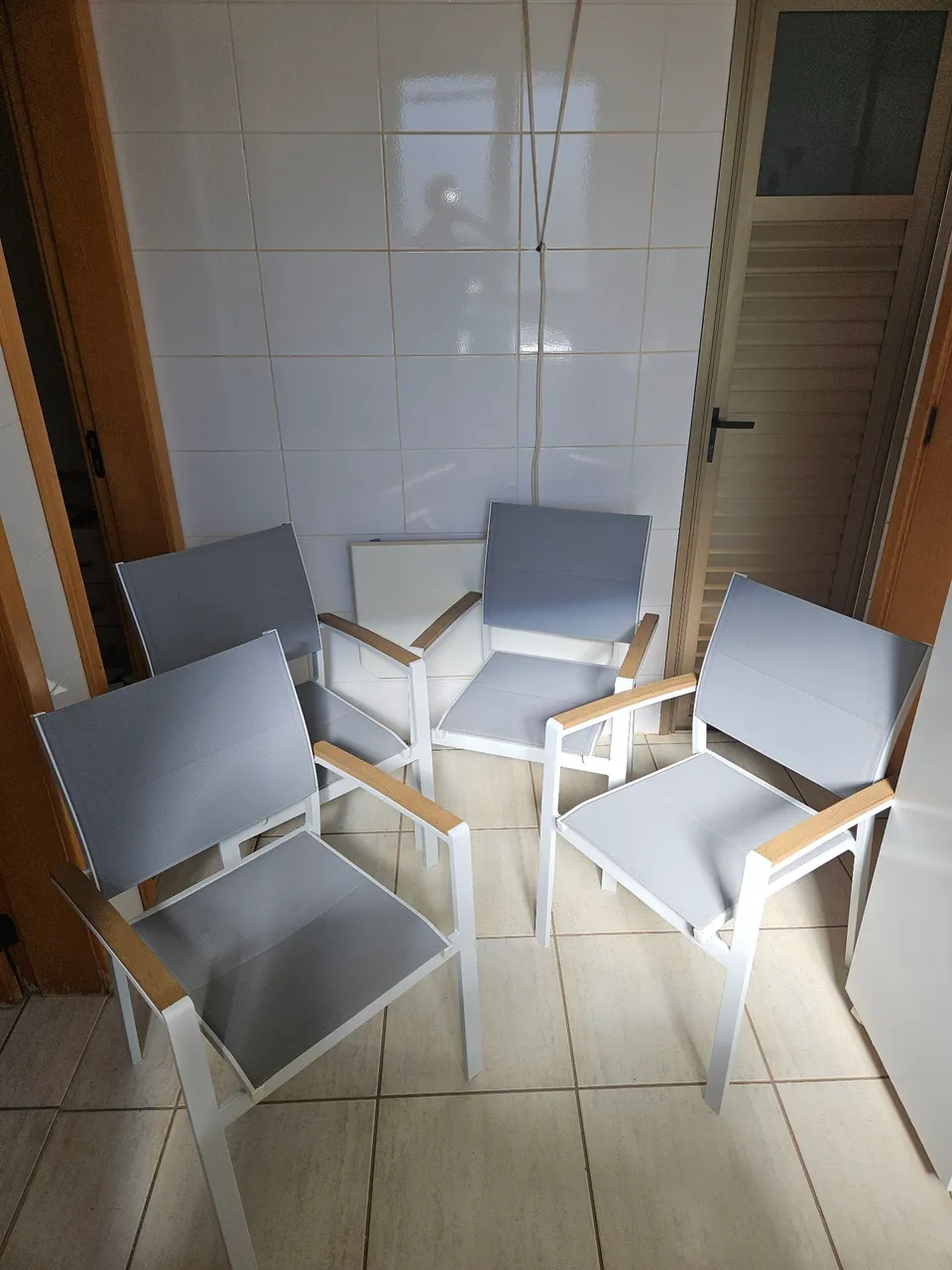 Conjunto 4 Cadeira Cinza Alumínio Área Externa, Varanda, Jardim (VALOR UNITÁRIO) Cadeiras