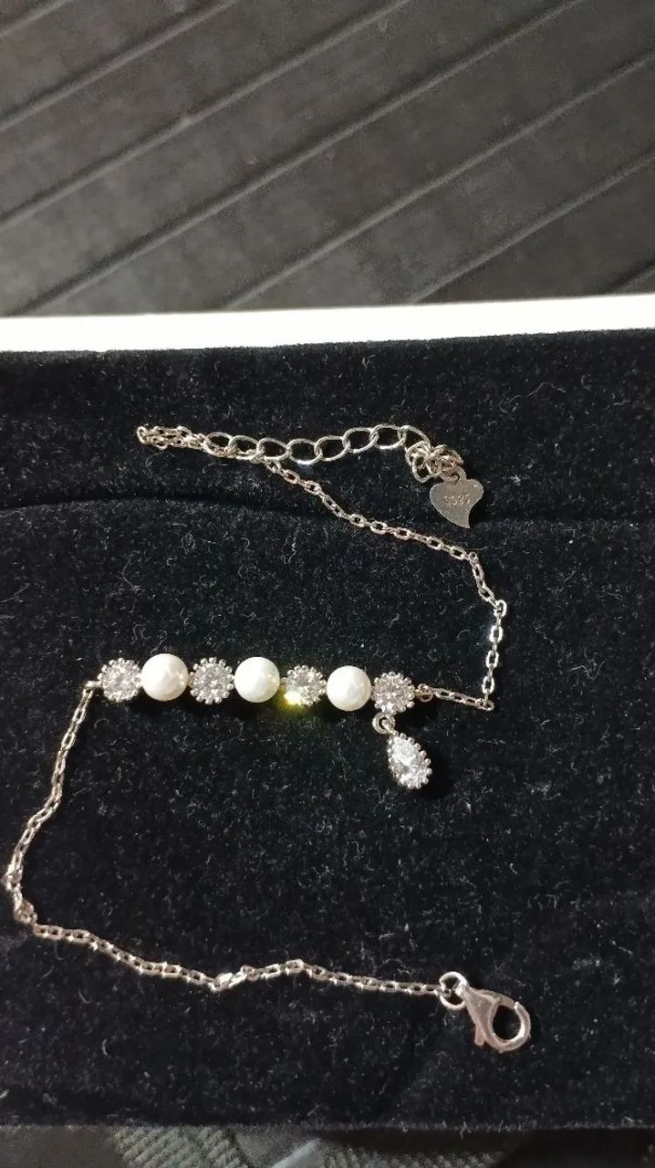 Pulseira de prata 925 com detalhes de pérola  - Foto 2