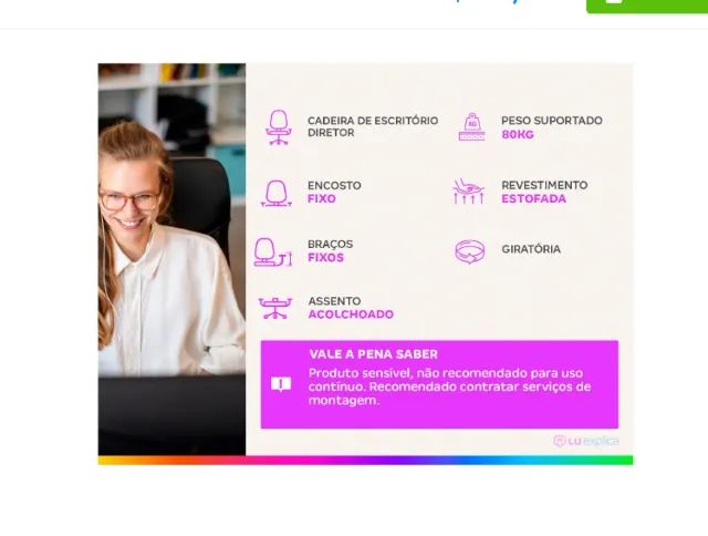 Cadeira de Escritório Diretor Giratória Preta  - Foto 3