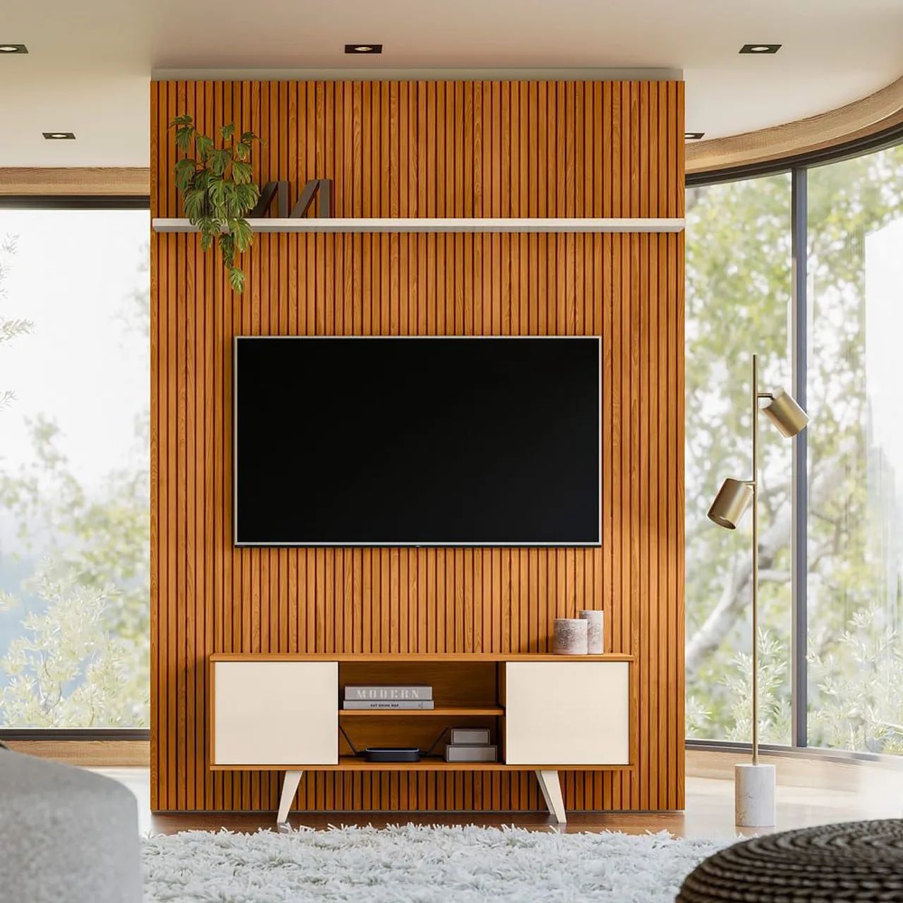 Painel de TV Moderno com Rack 