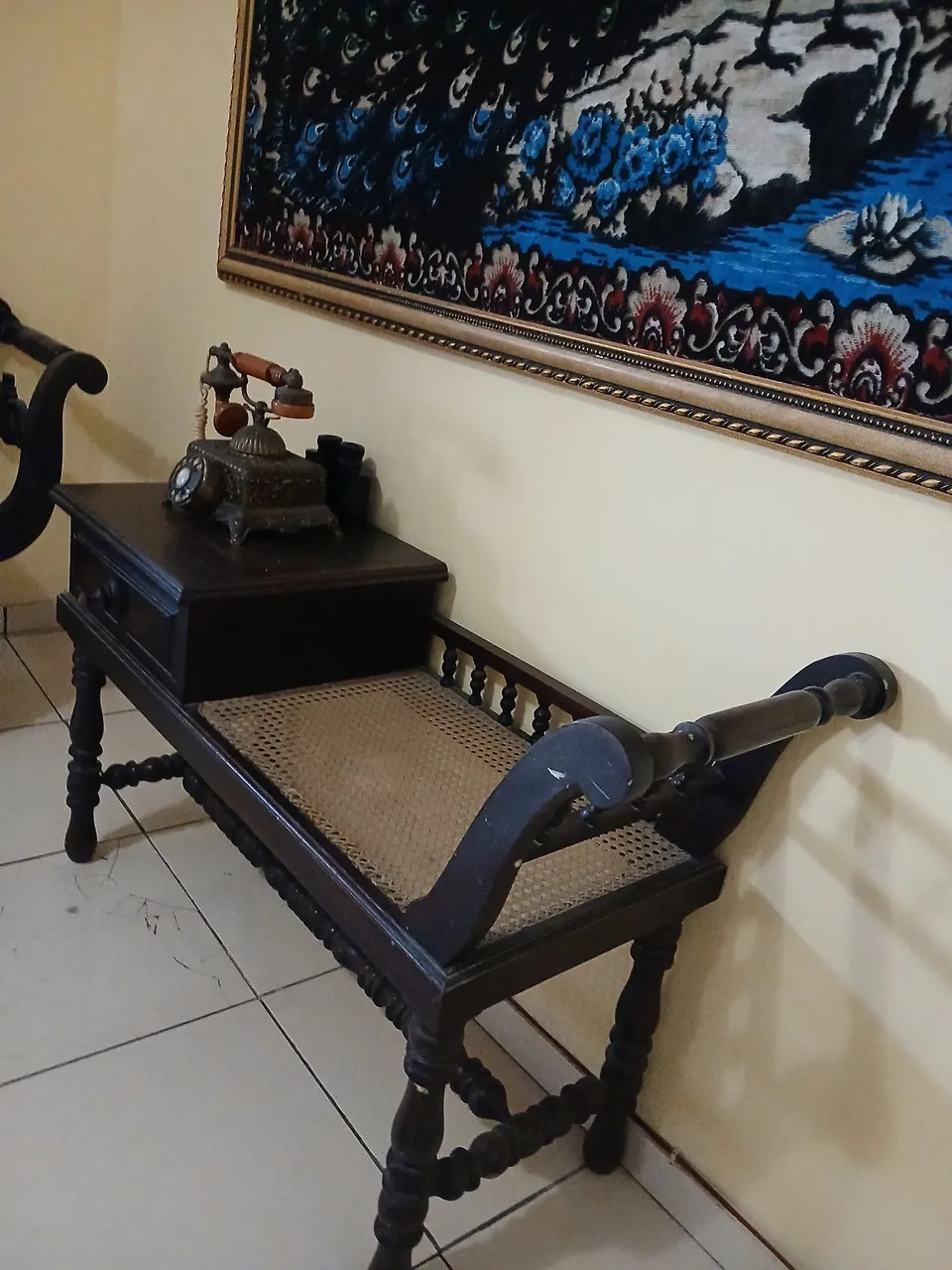 Mesa de telefone antiga Vintage - Decoração Clássica