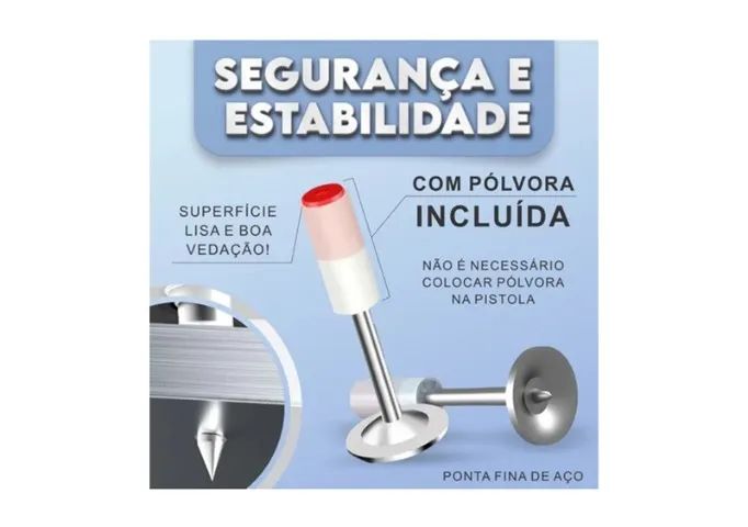 Pinos Para Pistola Fixação Prego Rebite Drywall Grampo Arruela Pinador 100 Unid. - Foto 2