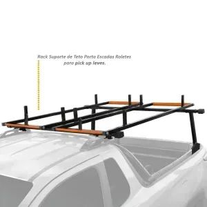 Rack Suporte de Teto Porta Escadas Roletes Alto 1,60M e Travesa - Strada, Saveiro, Montana