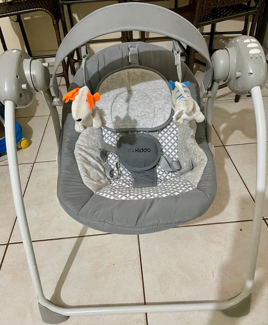 Cadeirinha de Descanso Automático Kiddo Mimo Cinza 0 a 9kg(DOBRÁVEL) - Foto 4