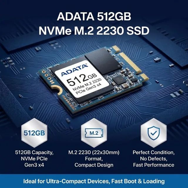 SSD NVMe ADATA 512GB M.2 PCIe Gen3 x4 22x30 - Perfeito Estado