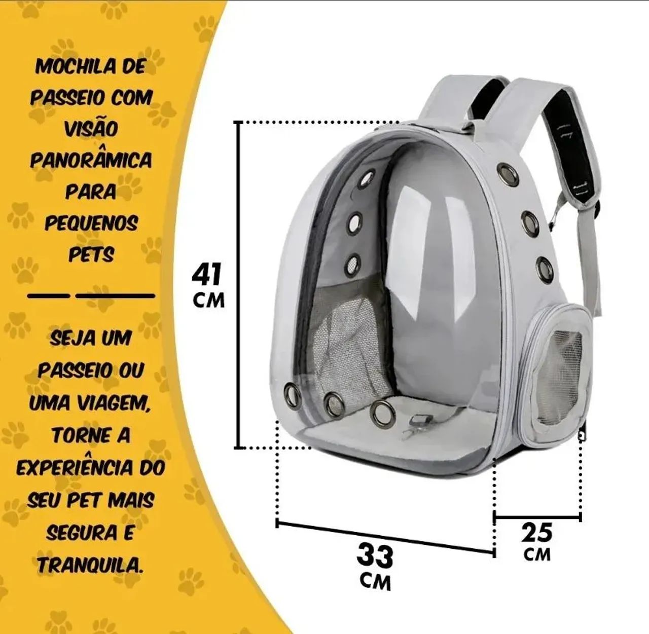 Mochila Pet Deko Cinza p/ Transporte de Cachorro e Gato  - Foto 4