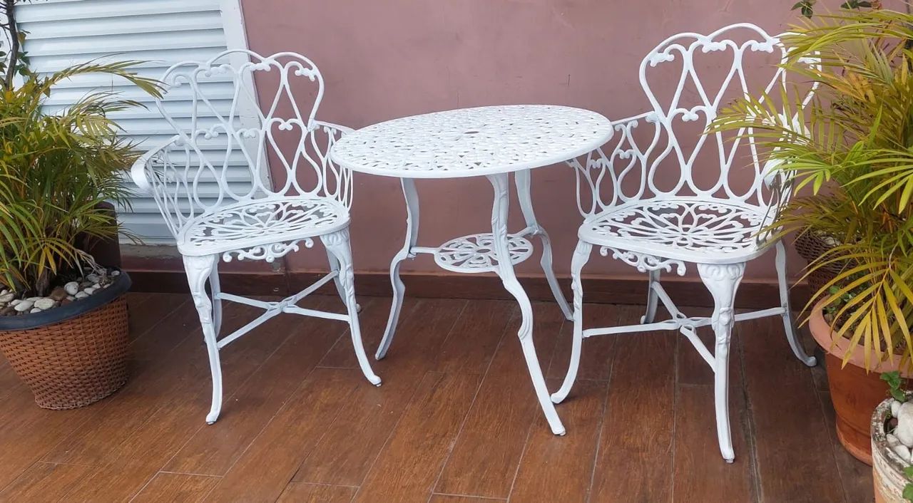 Conjunto de mesa com 2 cadeiras de jardim de alumínio  - Foto 3