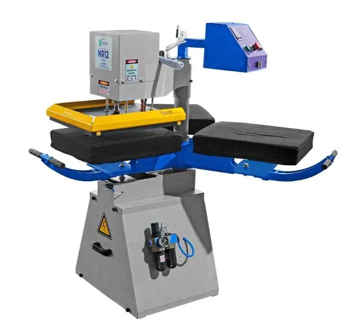 Impressora DTF têxtil Industrial 30cm + Prensa carrossel 3 berços pneumática