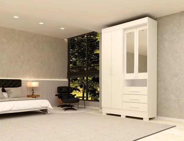 Guarda Roupa Débora ACP 100% MDF, 04 Portas e 03 Gavetas - Entrega Imediata;
