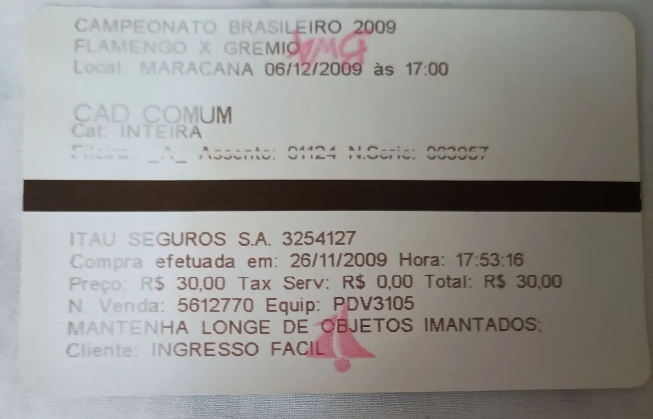 Ingresso Final Brasileirão 2009 - Foto 2