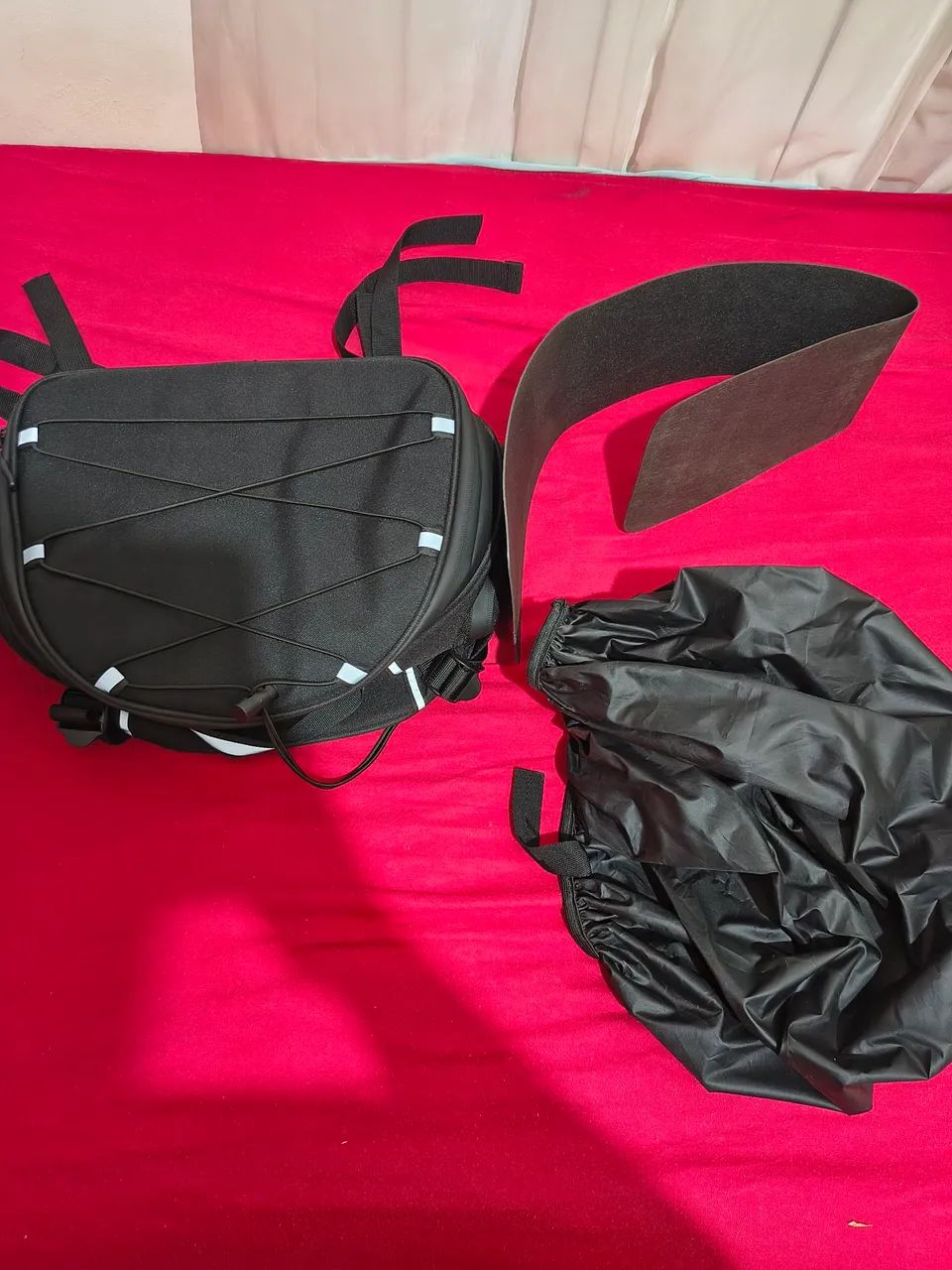 Bolsa mala para moto expansível com capa de chuva