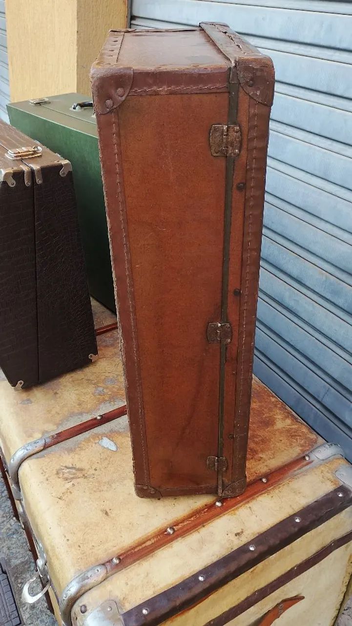 Mala de Couro Antiga, Automóveis, Decoração.  - Foto 3