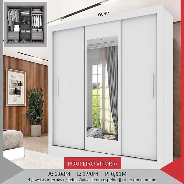 GUARDA ROUPA VITÓRIA / DIMENSÕES 2,10x1,90 - Foto 2