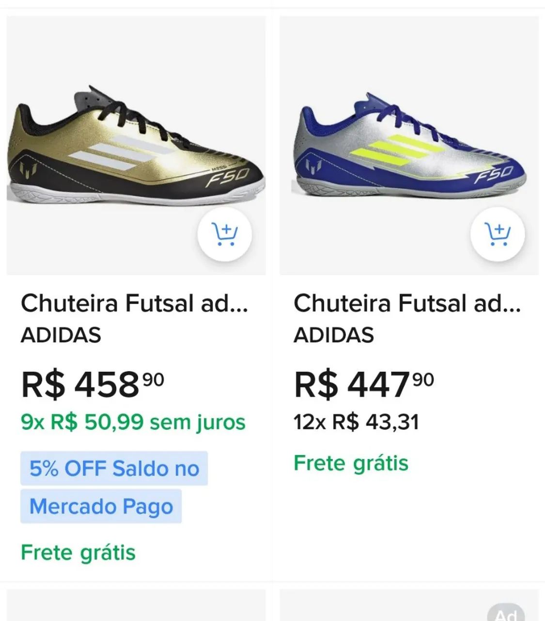 Tênis Chuteira Adidas Messi F50 Tam.33 - 100.00 - Calçados