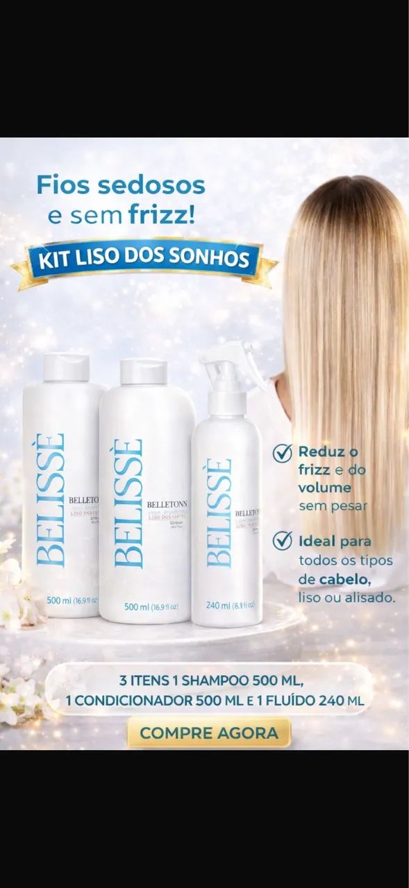 KIT COMPLETO BELLETONN BELISSÈ EFEITO LISO 500 ML
