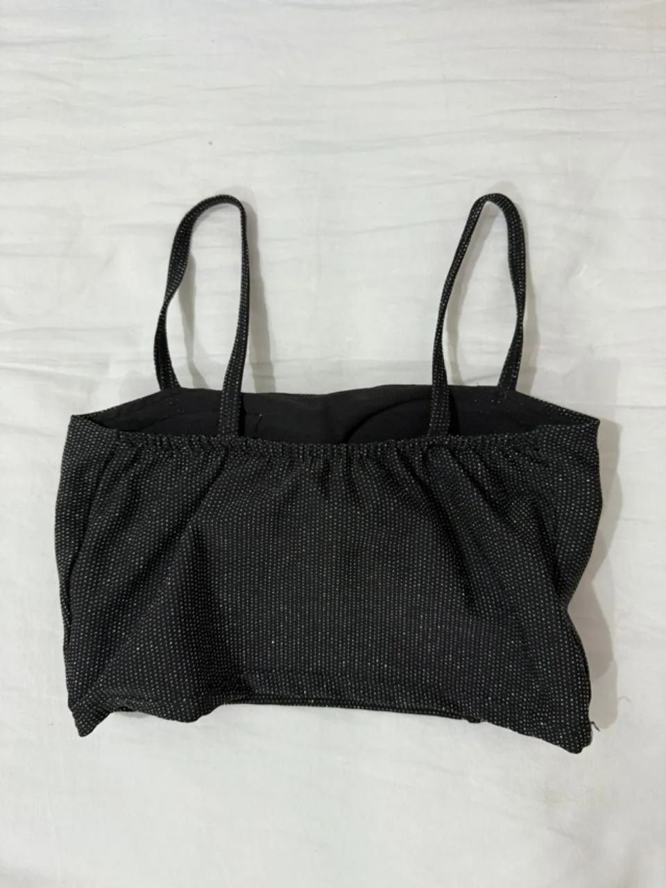 Blusa Cropped de Brilho Preta - Foto 3