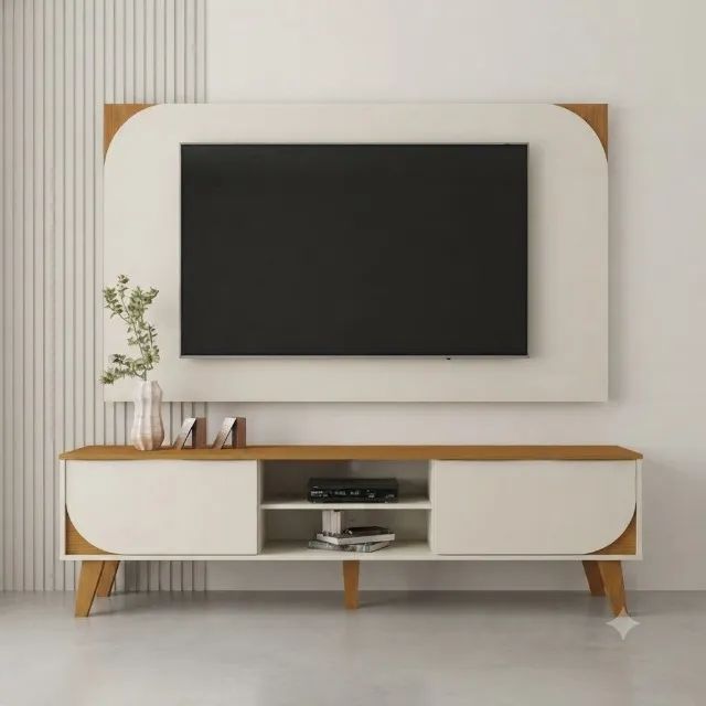 Rack com Painel Duna Cinamomo/Off White