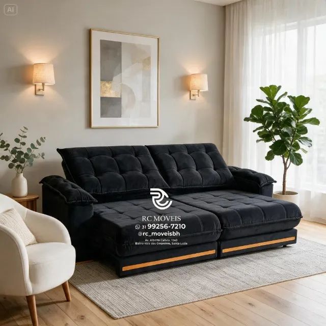 Sofá Barcelona Retrátil Suede Marrom Claro Molas Individuais Luxo - Foto 5
