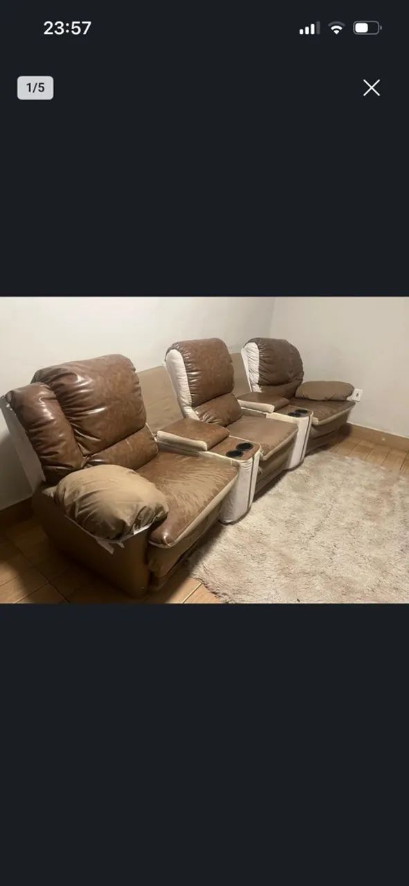 Sofá retrátil cinema poltrona do papai 