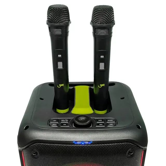 Caixa de Som Bluetooth Amp Get Cube 2, Com 2 Microfones 250W RMS Led Rgb USB - WZetta - Foto 2