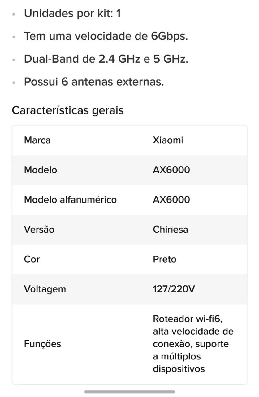Roteador Xiaomi Ax6000 WIFI6 Mesh - Foto 5