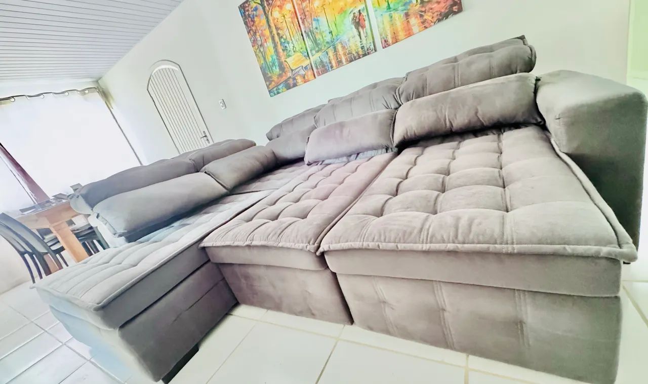 Sofá de Canto Esquerdo 2,65x2,30m Retrátil e Reclinável com Molas Ensacadas - Foto 3